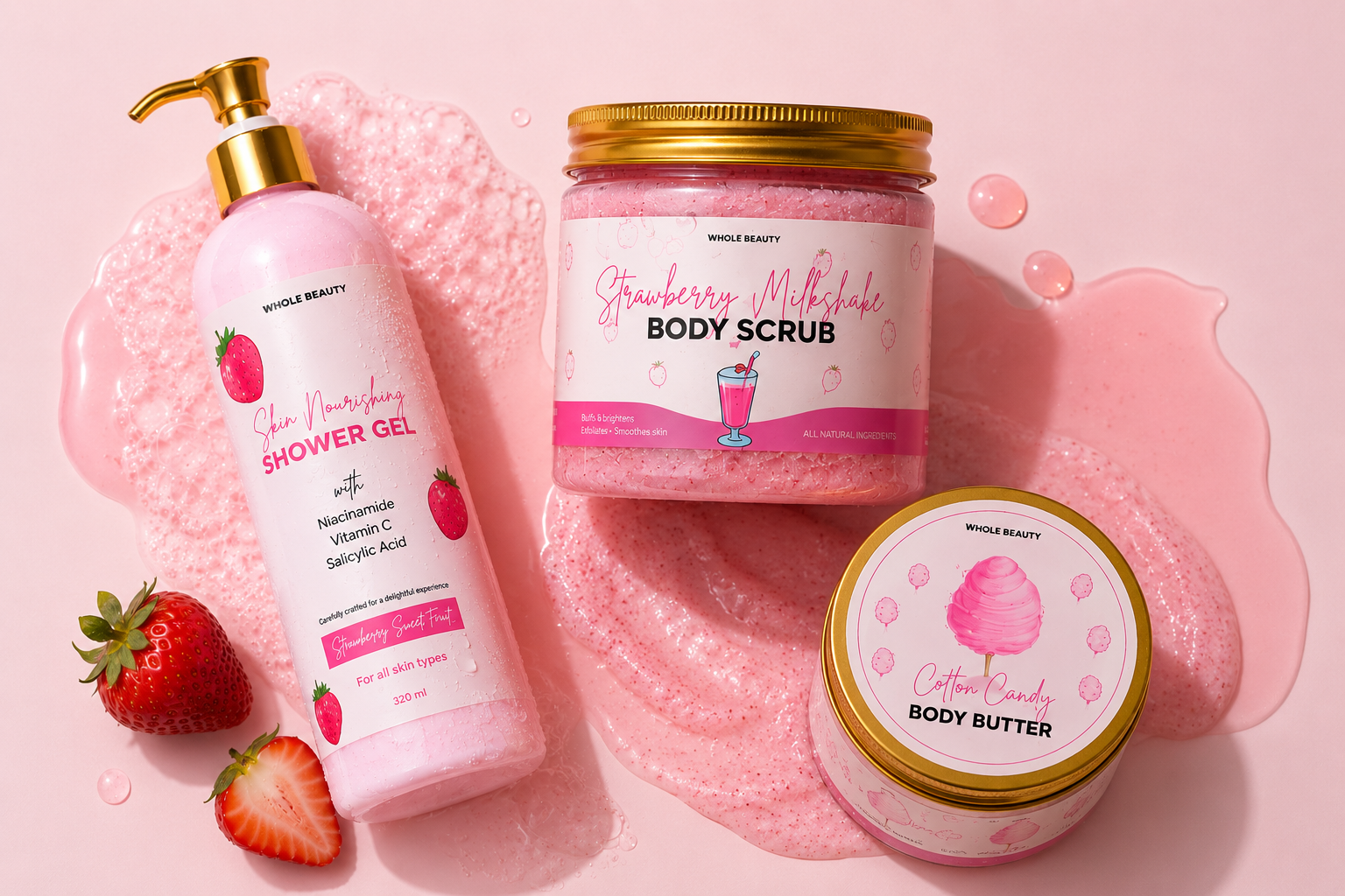 Whole Beauty The Smooth Glowy Skin Set for strawberry skin