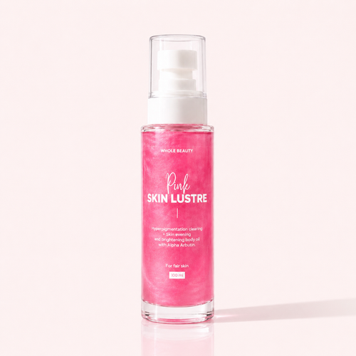 Whole Beauty Pink Skin Lustre Oil, glow body oil for dark marks