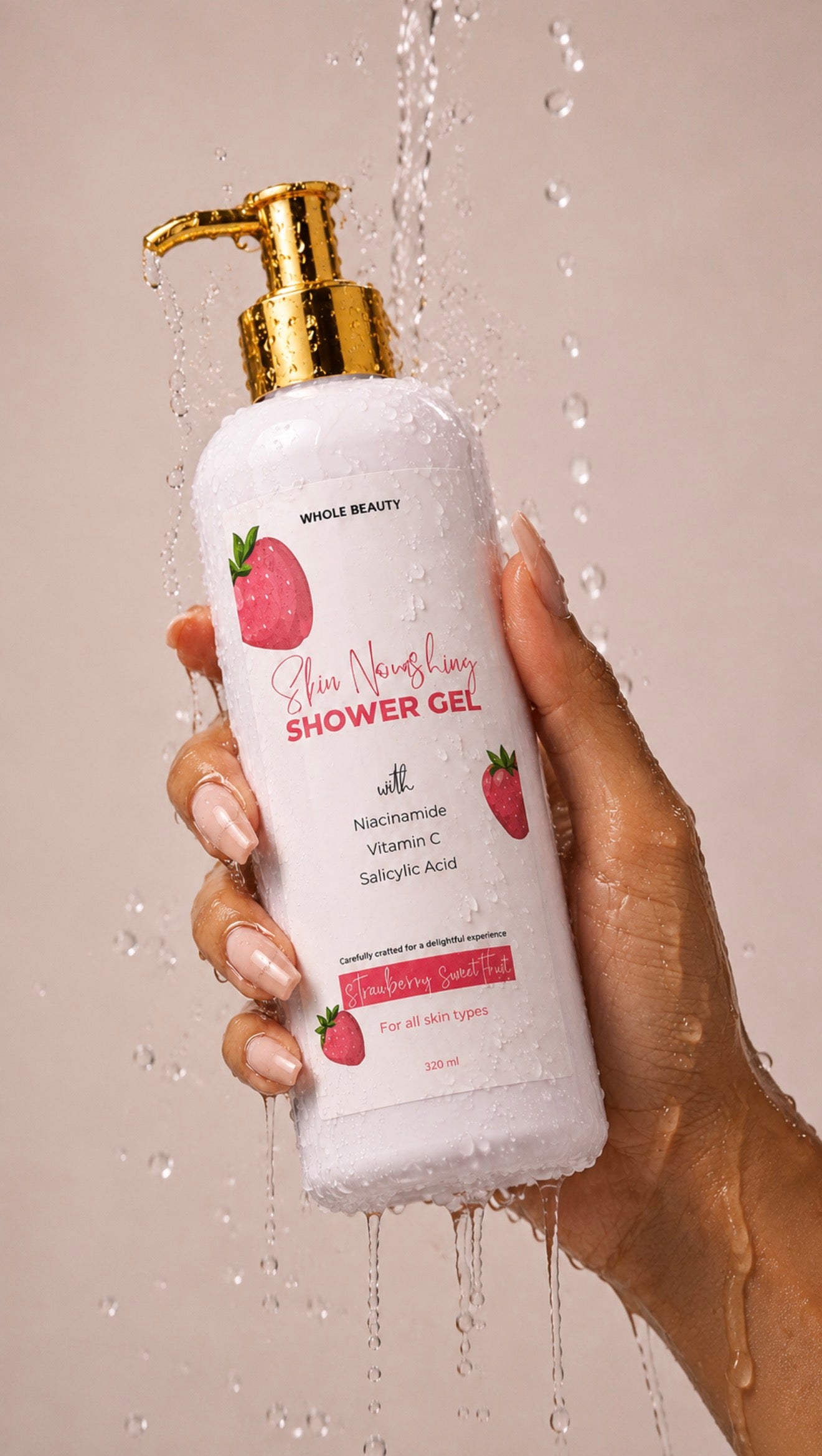 Whole Beauty Skin Nourishing Shower Gel, strawberry scent
