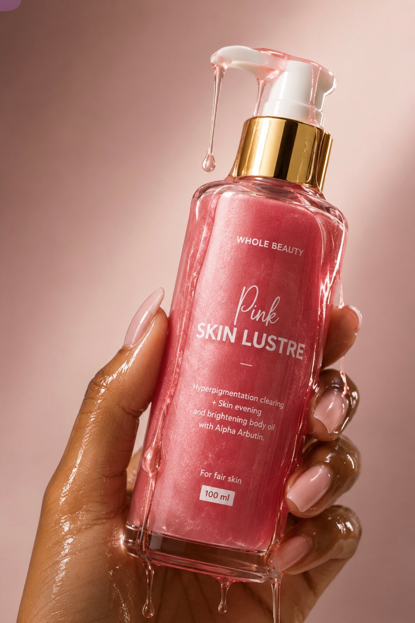 Whole Beauty Pink Skin Lustre Oil on skin